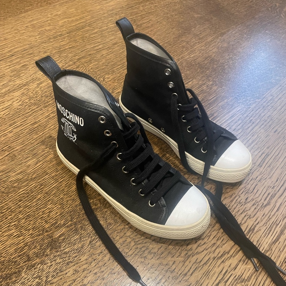Moschino Black and White Canvas Sneakers